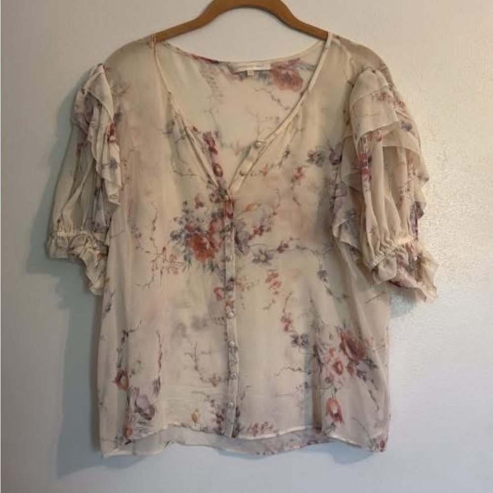 LSF Shayne silk floral button down blouse